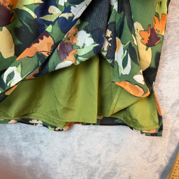 Eloquii Elements Green Floral Ruffle Flutter Sleeve Blouse Top Size 18 NEW - Picture 10 of 13